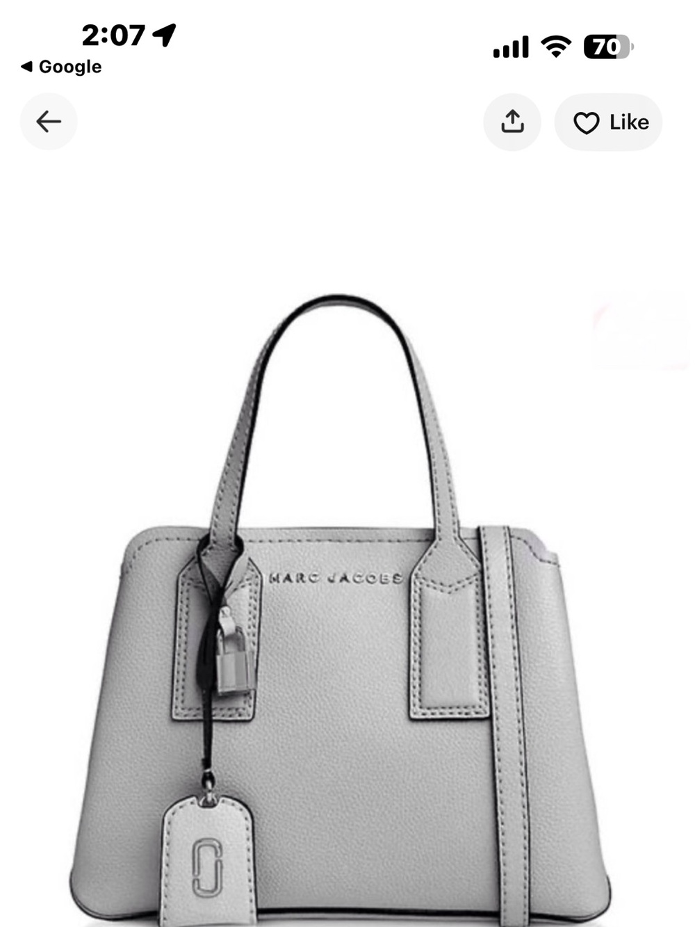 Marc Jacobs Light Gray Leather Tote Bag